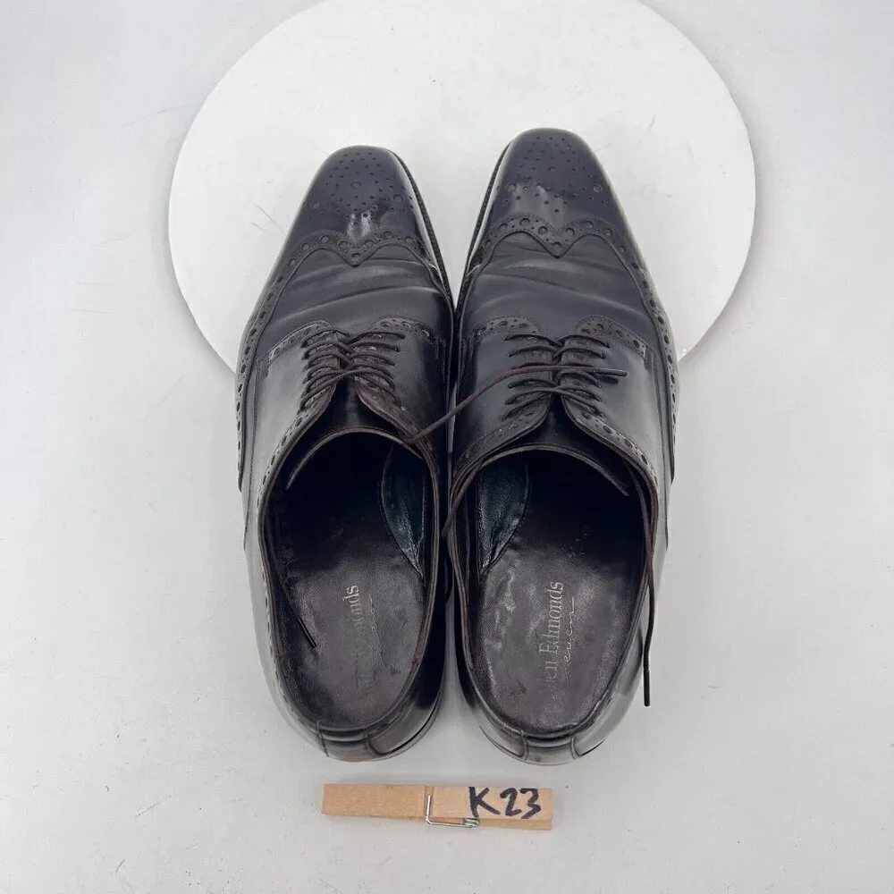 Allen Edmonds Tresana Men Size 9.5EEE Black Leather Wingtip Derby Dress Shoes
